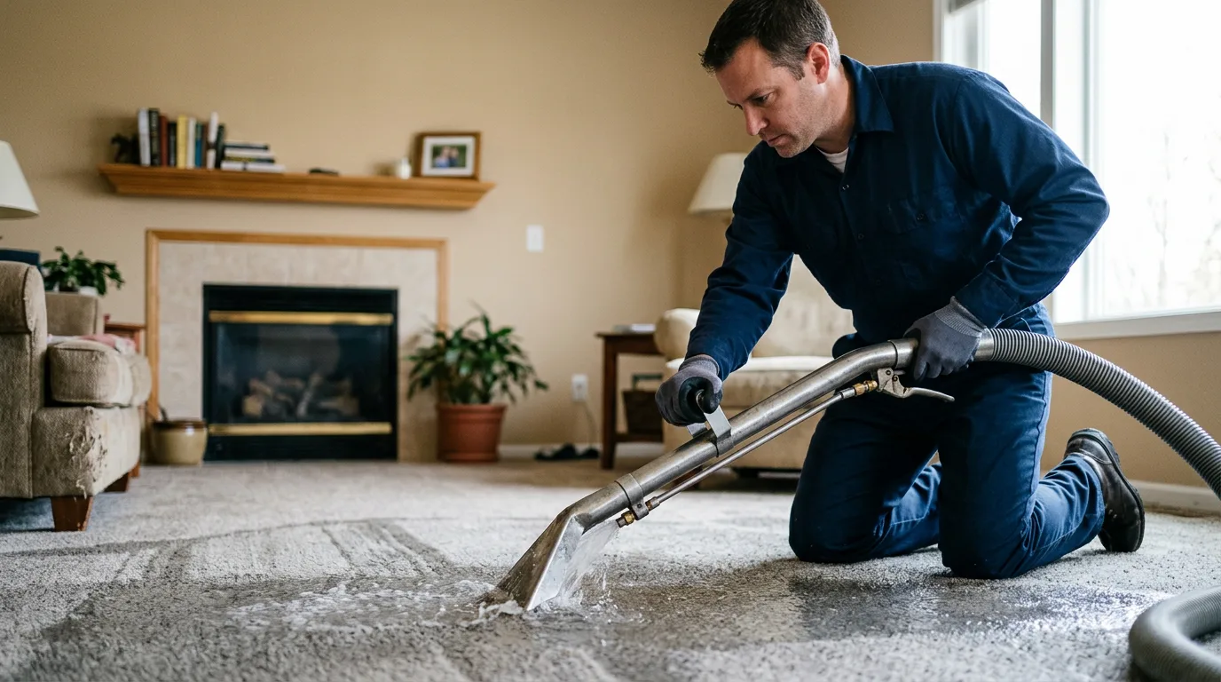 Water damage restoration technician working near Walkerville, MI
